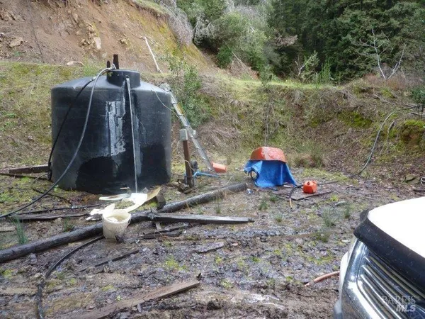 a view of a tiny house with a yard