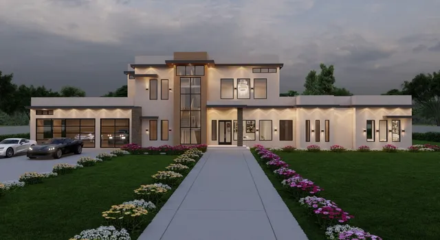 front view of a house with a yard