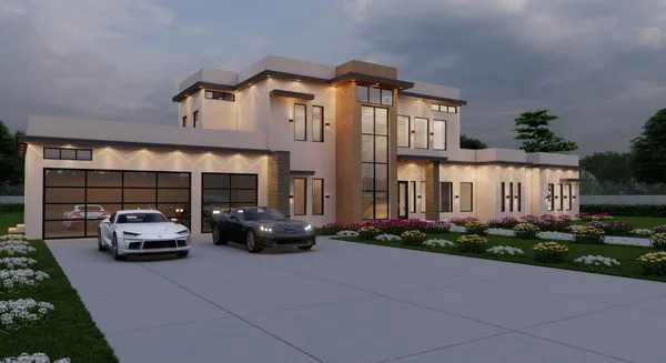 a car parked in front of a house