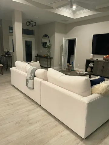 a view of a golf course with a lake