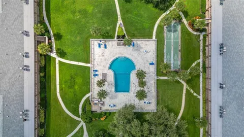 an aerial view of a house