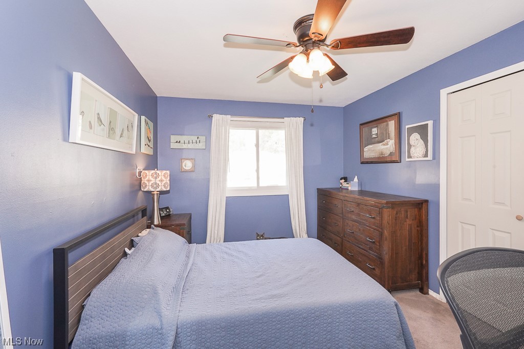 1127 Garden Road Willoughby, OH 44094 - Photo 22 of 33 Carpeted bedroom with ceiling fan and a closet