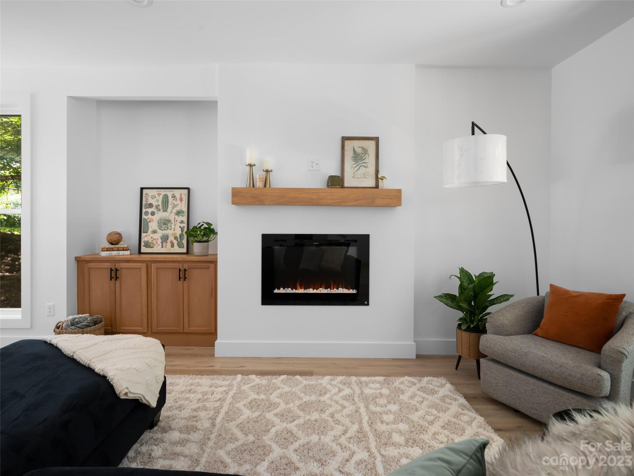 67 Raleigh Road Asheville, NC 28803 - Photo 9 of 43 a living room with a couch a rug and a fireplace