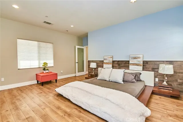 an aerial view of a house with a garden