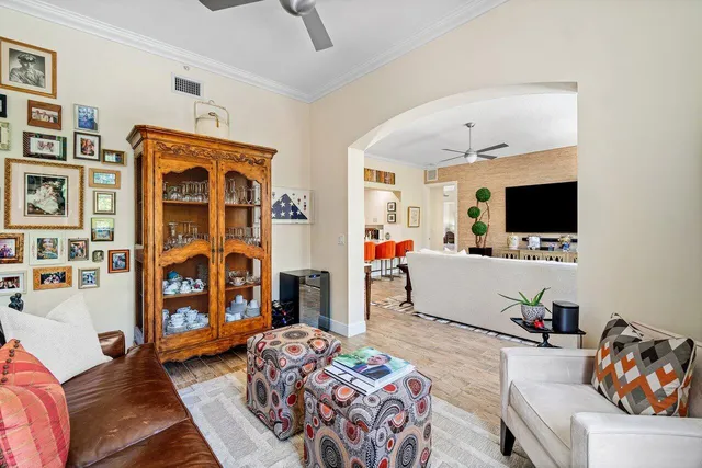 a bathroom with a sink vanity and mirror