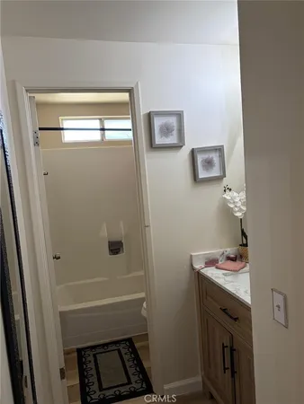 a bathroom with a bathtub