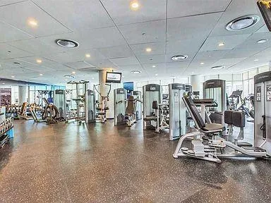 a view of a room with gym equipment
