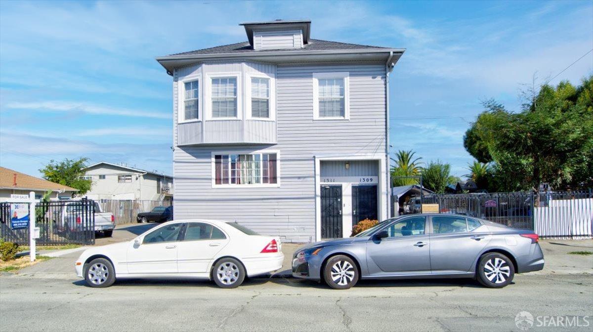 a car parked in front of a building