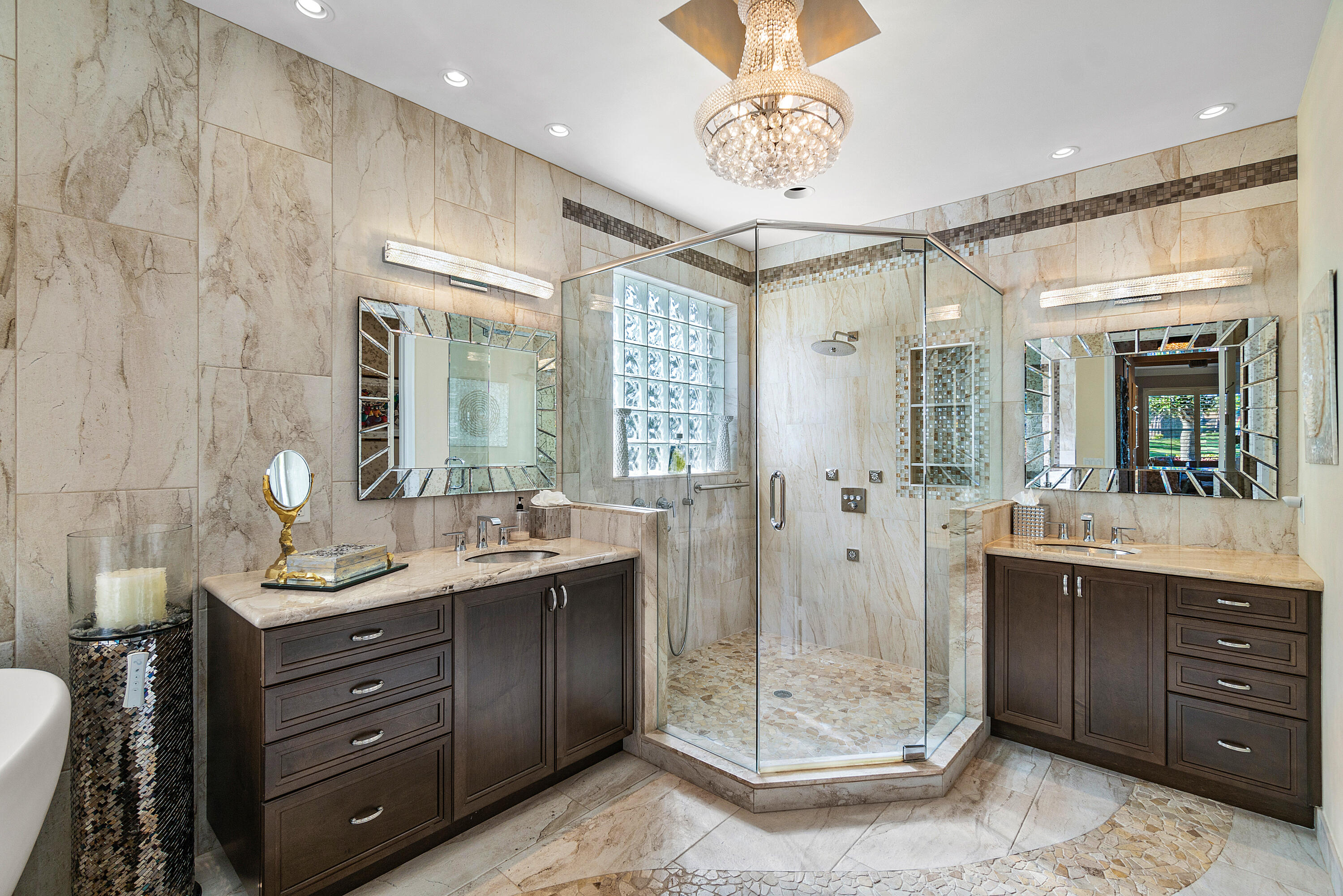 13506 Shell Beach Court Delray Beach, FL 33446 - Photo 29 of 66 a bathroom with a double vanity sink mirror and shower