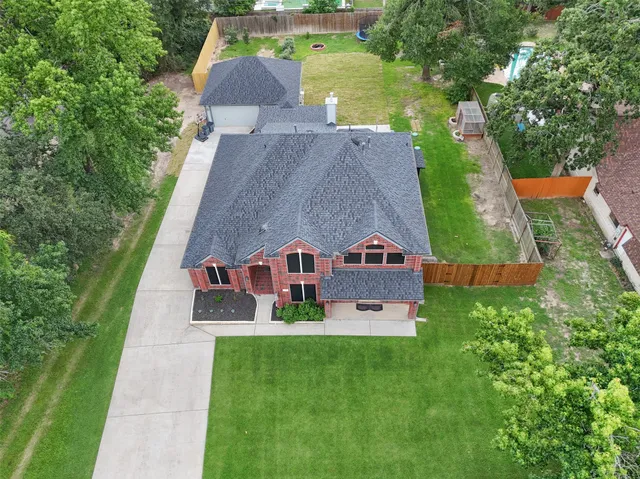 an aerial view of a house