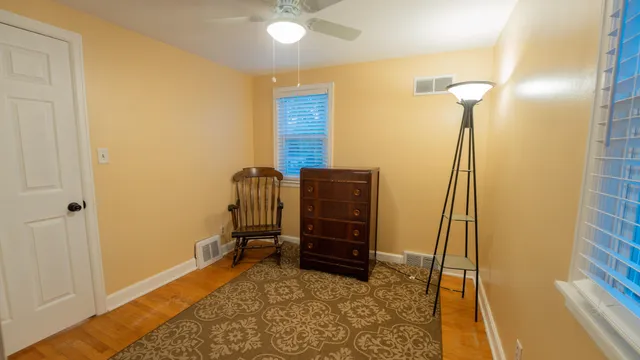 a view of a hallway with closet