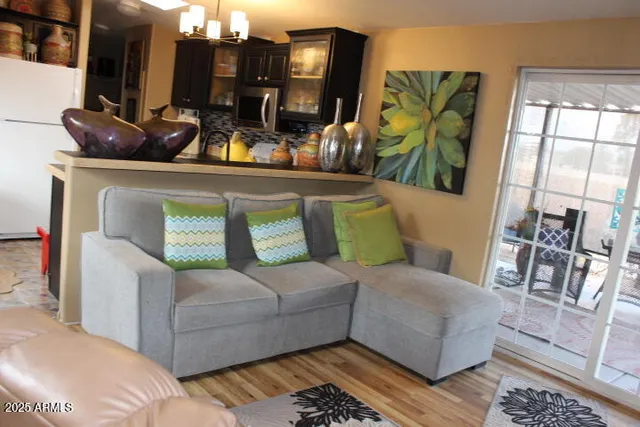 a living room with furniture and a couch