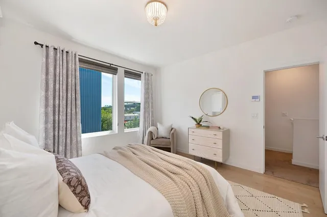 a view of a city from a patio