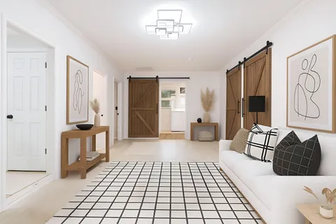 a living room with furniture