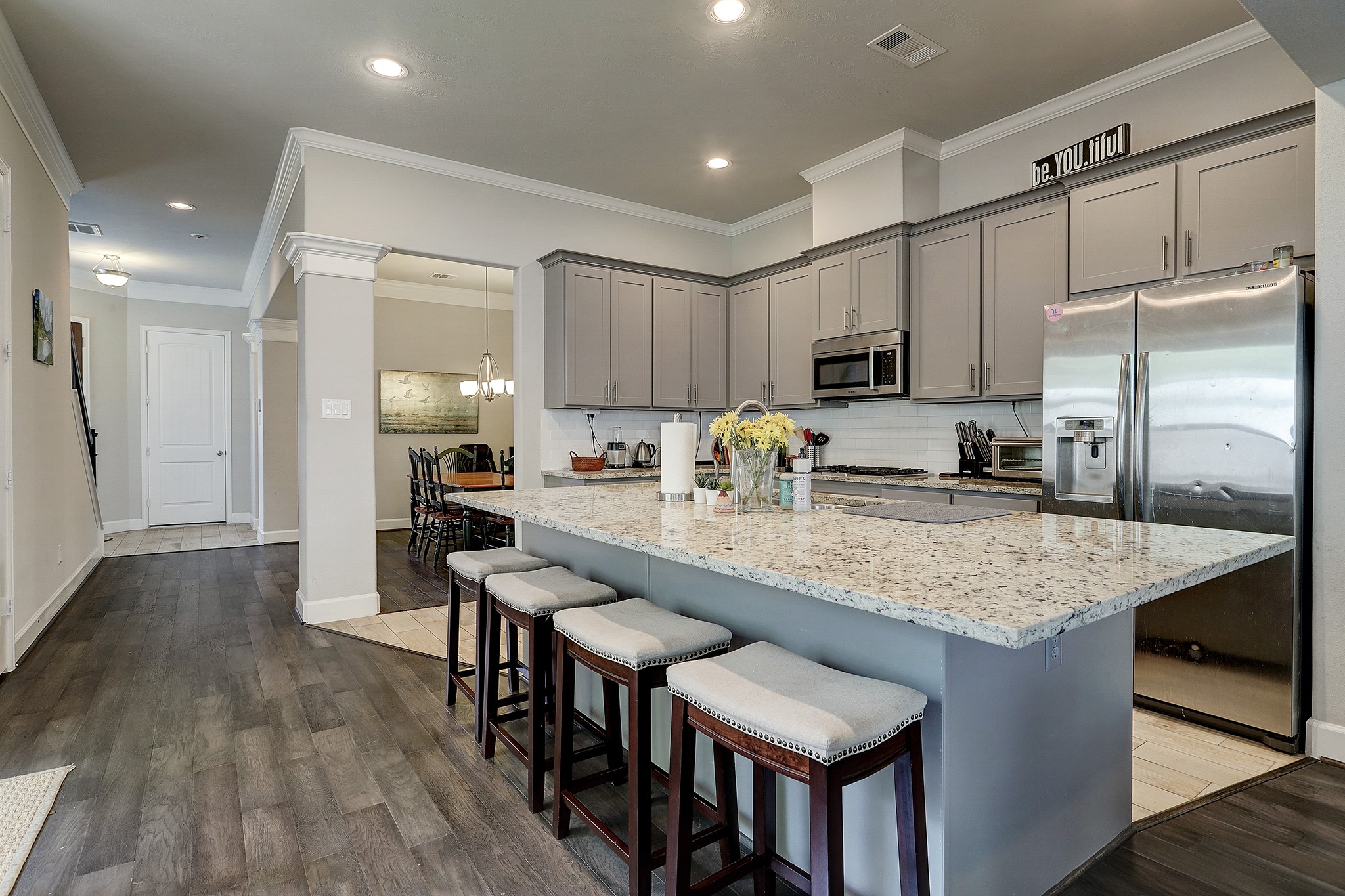 5326 Larkin Street Houston, TX 77007 - Photo 6 of 20 Large granite island with plenty of room for bar stools providing extra eating/entertaining space