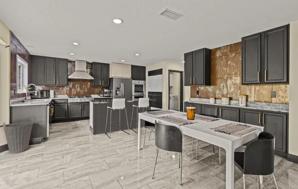 a view of a hallway with workspace