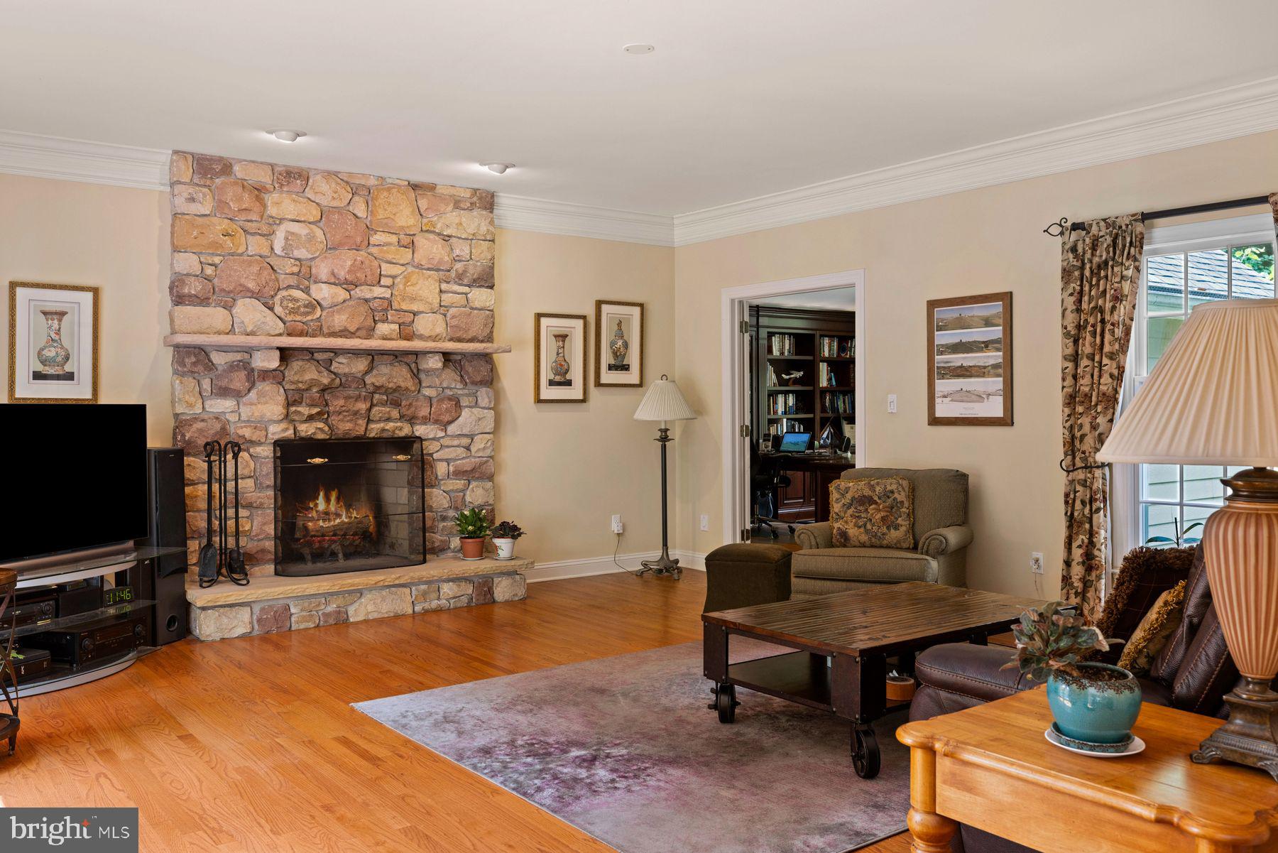 6168 Greenhill Road New Hope, PA 18938 - Photo 13 of 50 Family Room with Stone Fireplace