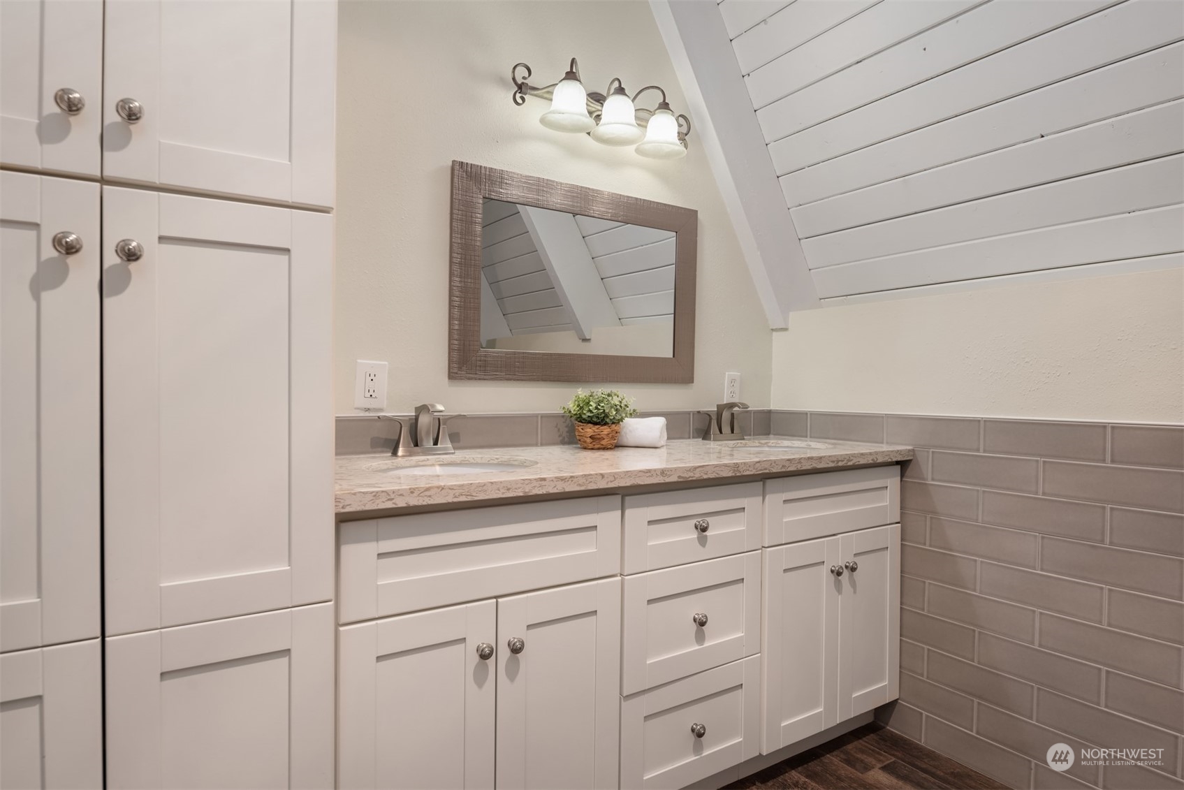 17548 Southeast 110th Street Renton, WA 98059 - Photo 29 of 37 a bathroom with a granite countertop sink two mirror and a