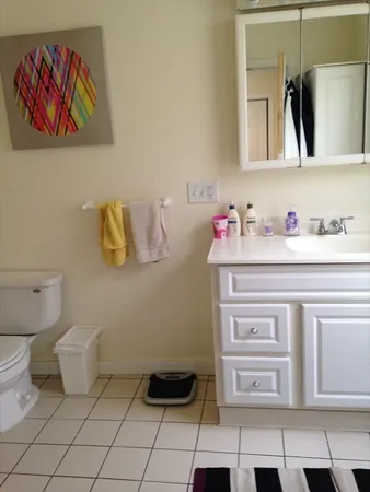 a bathroom with a toilet a sink and mirror