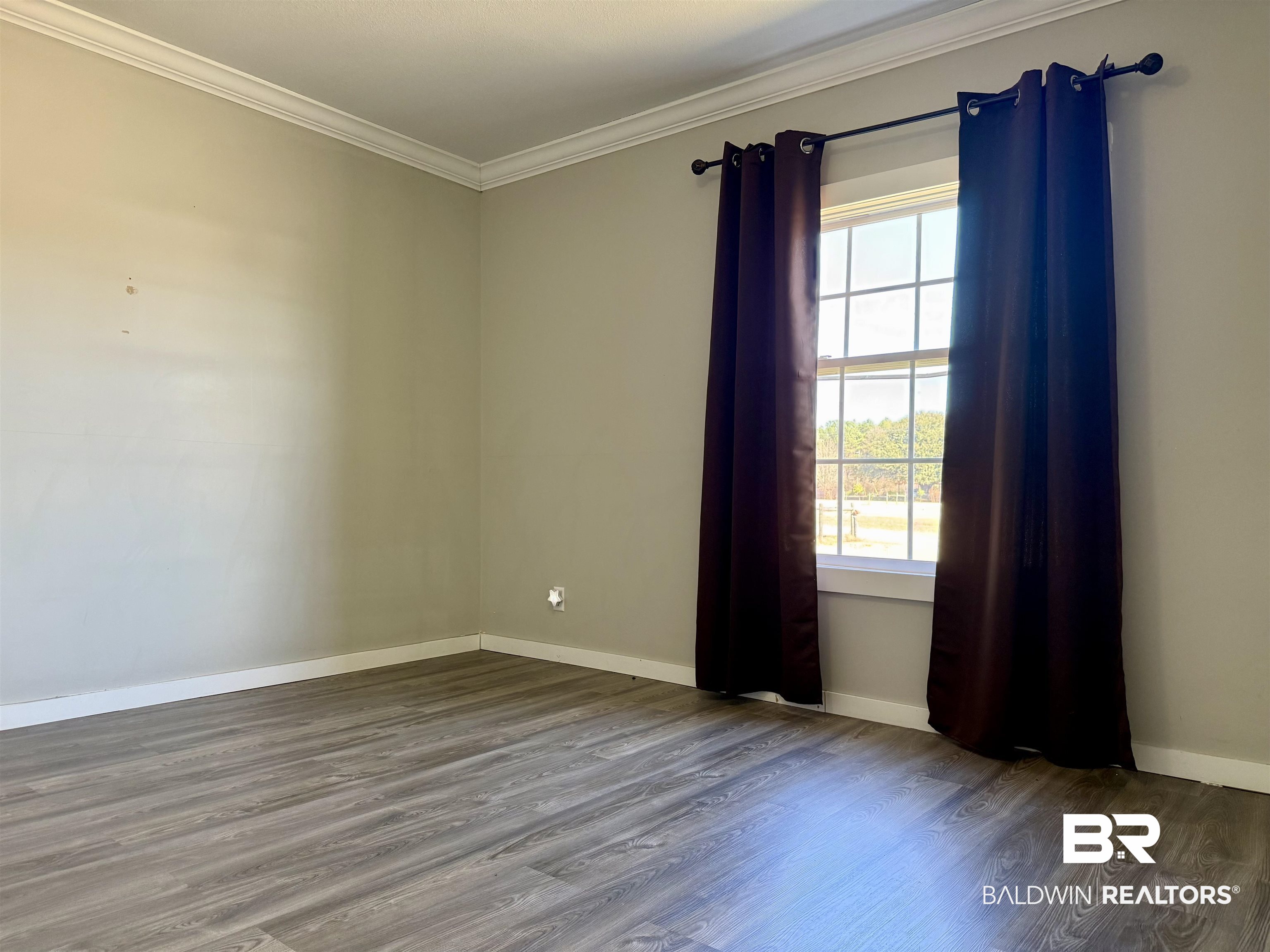 1064 Old Fannie Road Flomaton, AL 36441 - Photo 10 of 17 Unfurnished room featuring dark wood-style flooring and crown molding