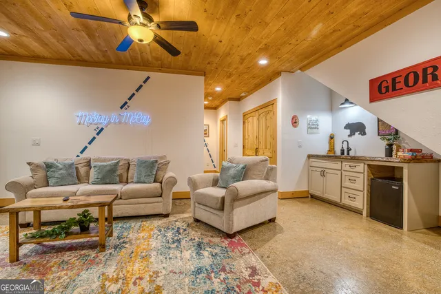 a view of a wooden deck with a bench