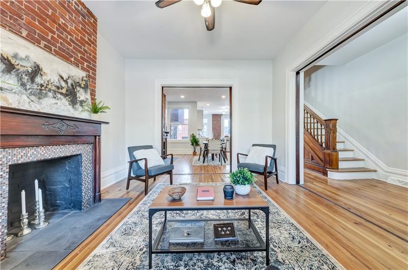 232 South Mathilda Street Friendship Park, PA 15224 - Photo 13 of 25 Living room with pocket doors EVERYWHERE