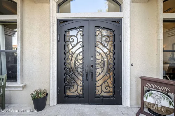 a view of an entryway with a front door
