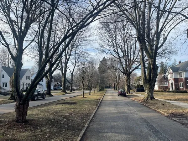 a view of road with trees