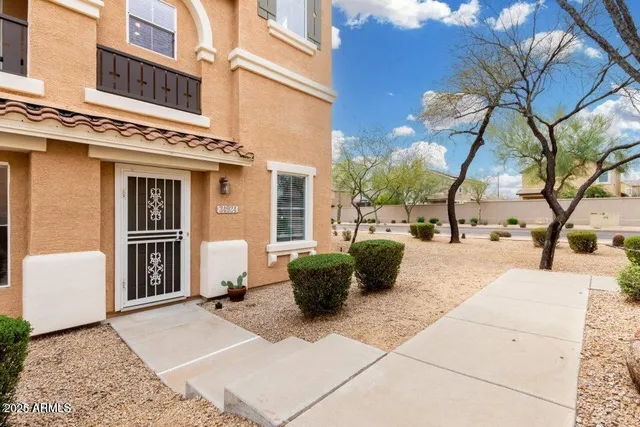 a view of a building with bench
