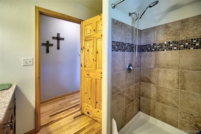 a bathroom with a shower