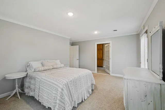 a view of a lake with a yard