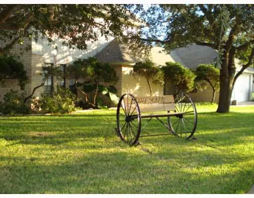 a view of playground with a slide