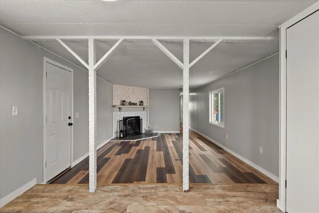 a view of a livingroom with a fireplace