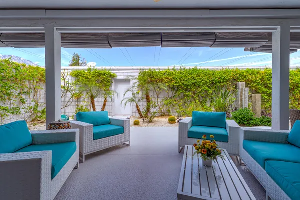 a outdoor living space with furniture