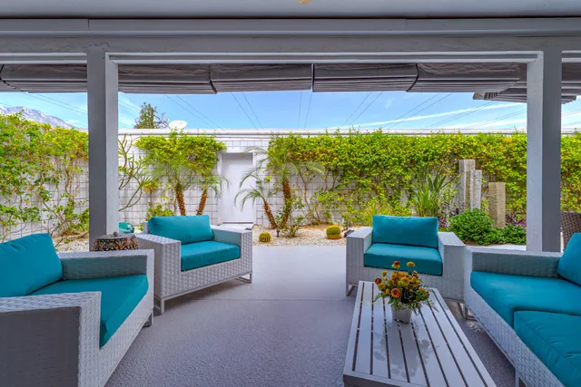 a outdoor living space with furniture