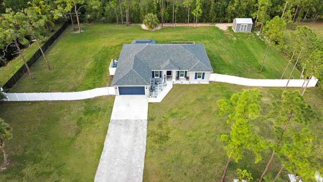 an aerial view of a house