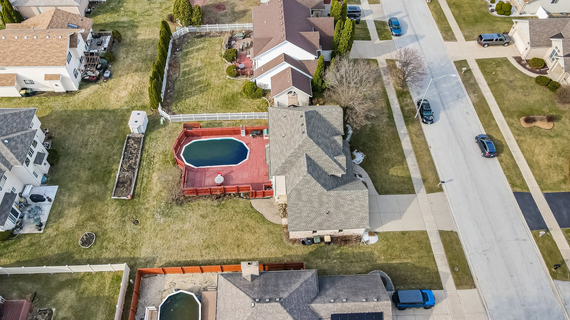 18036 Crystal Lane Lansing, IL 60438 - Photo 44 of 46 an aerial view of a house with a swimming pool