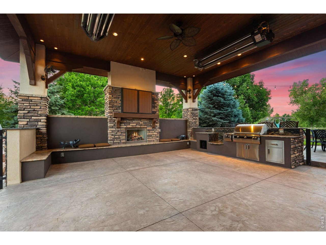 6467 Rookery Road Fort Collins, CO 80528 - Photo 45 of 50 Outdoor Kitchen with Built-in Gas BBQ & Flat Screen TV