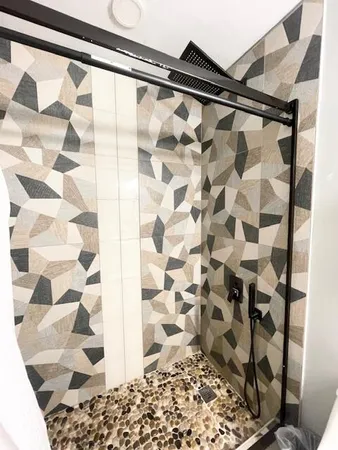 a bathroom with a shower