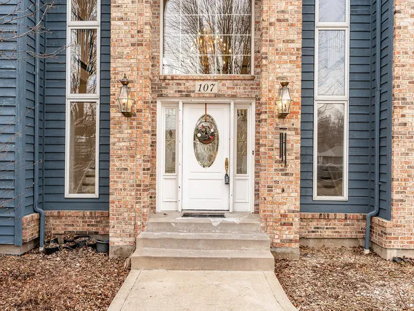 a front view of a building with a outdoor space