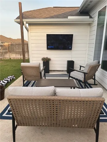 a view of outdoor space with seating