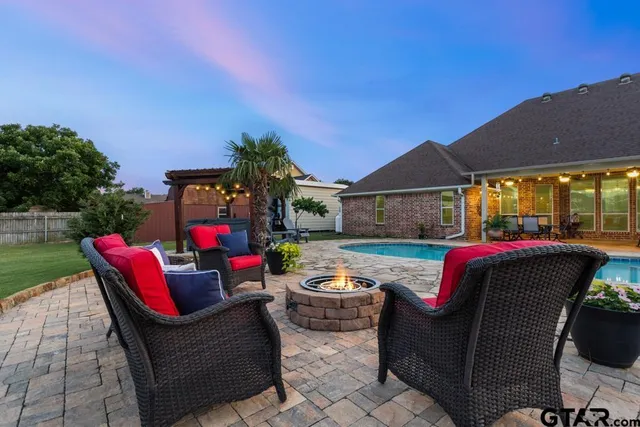 a outdoor space with patio furniture