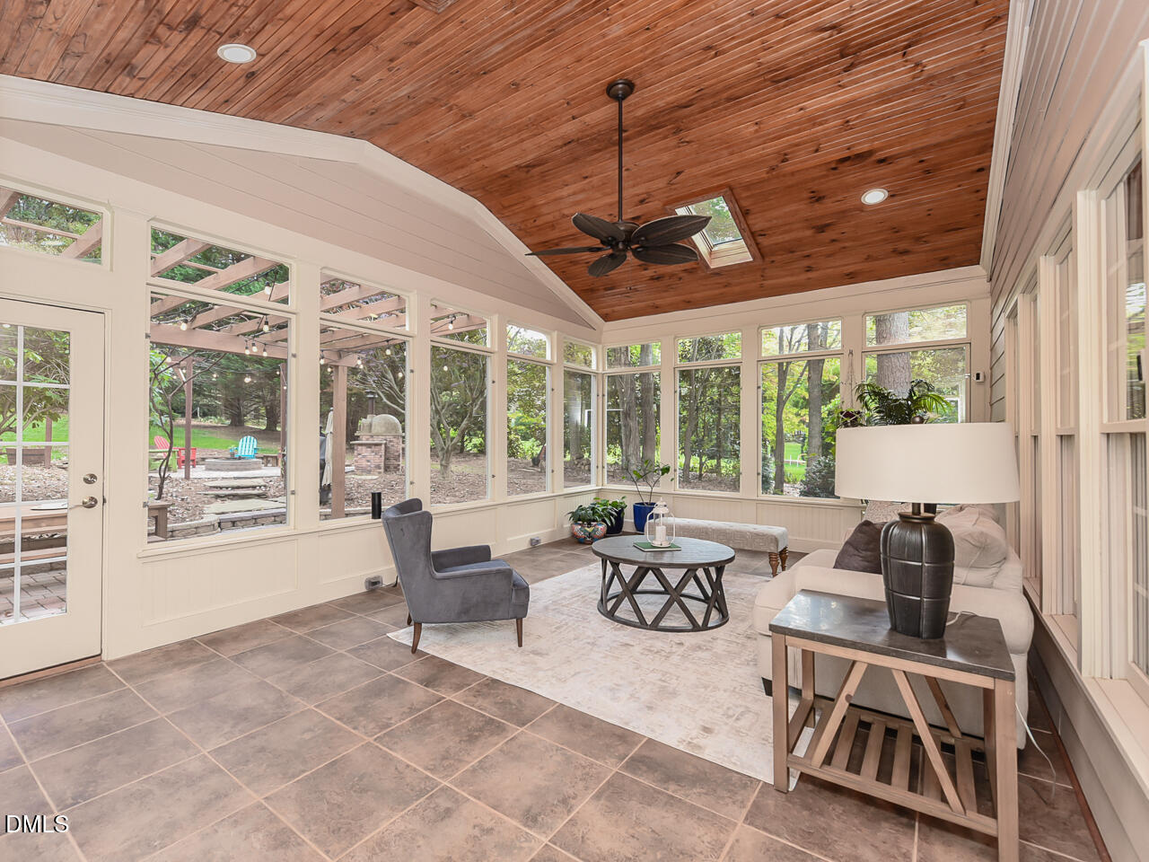 7108 Millstone Ridge Court Raleigh, NC 27614 - Photo 43 of 50 a living room with patio furniture and a floor to ceiling window