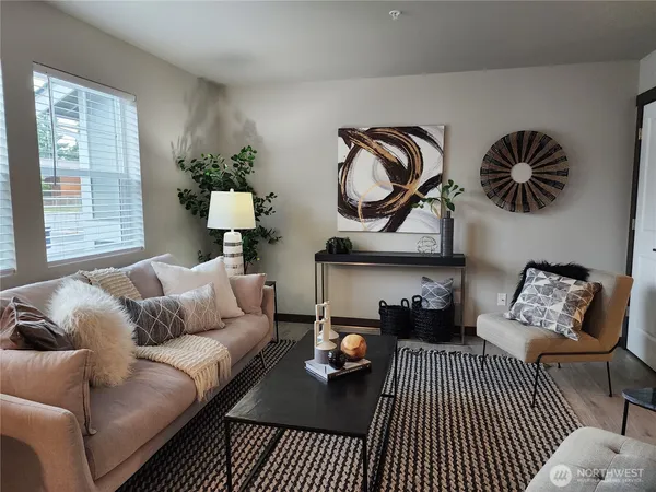 a living room with furniture