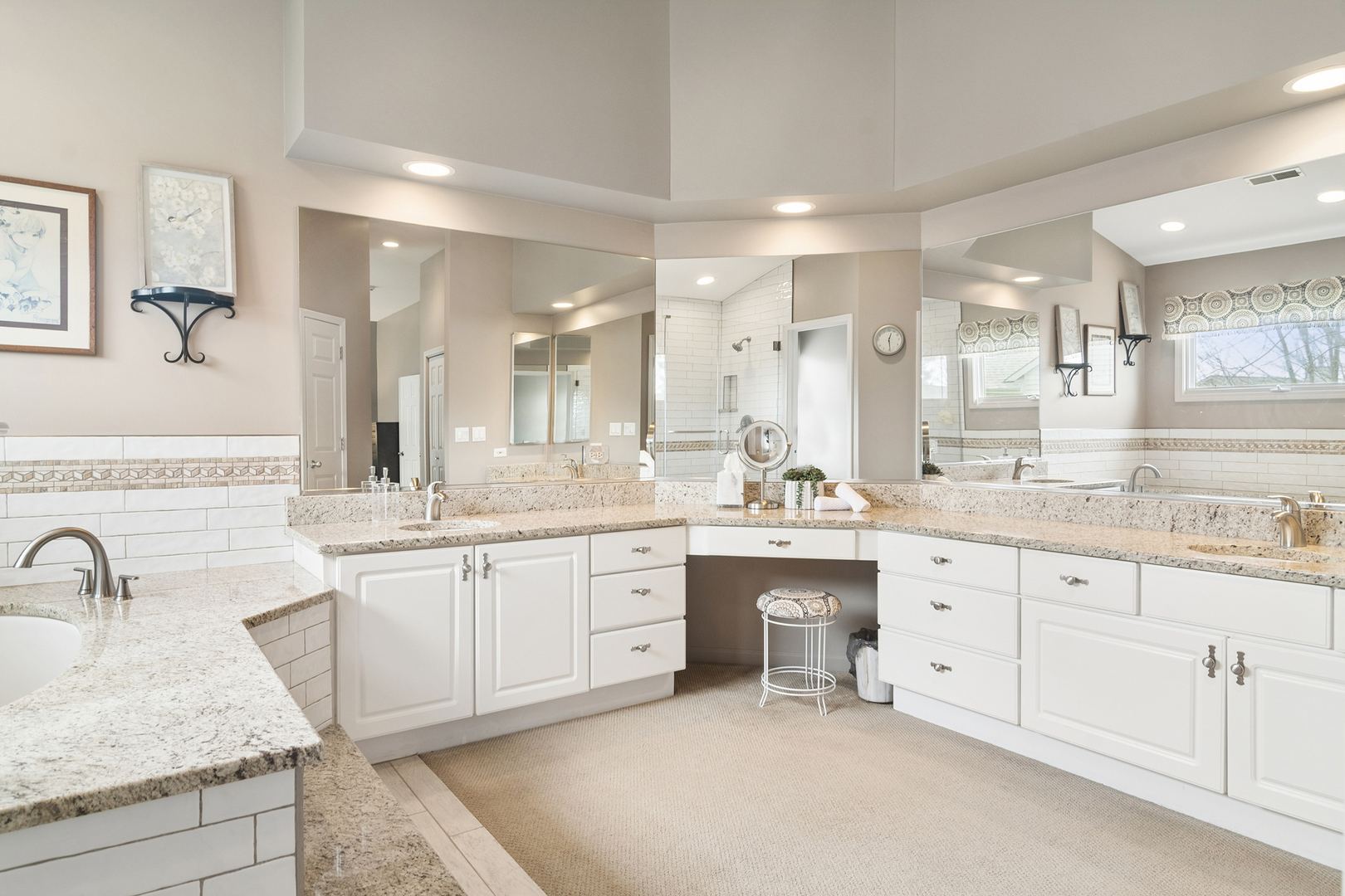 2038 Sheridan Road Buffalo Grove, IL 60089 - Photo 20 of 44 a large bathroom with a granite countertop double vanity sink and a mirror