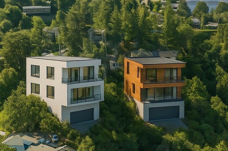 2 Westover Drive Oakland, CA 94603 - Photo 3 of 12 a tall yellow building in front of a yard with potted plants and large trees