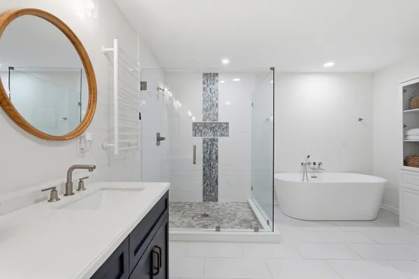 a bathroom with a shower