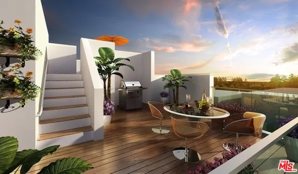 a outdoor view with a sitting space