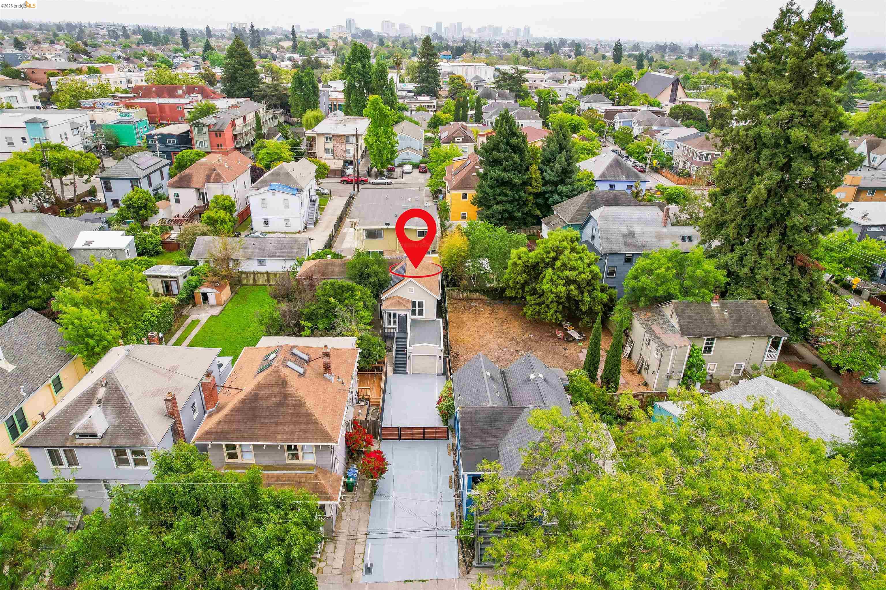 1812 Woolsey Street Berkeley, CA 94703 - Photo 45 of 48 Aerial perspective showcasing the property with a two-story structure, covered entry, and external staircase