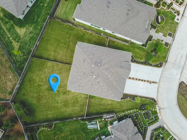 an aerial view of a house